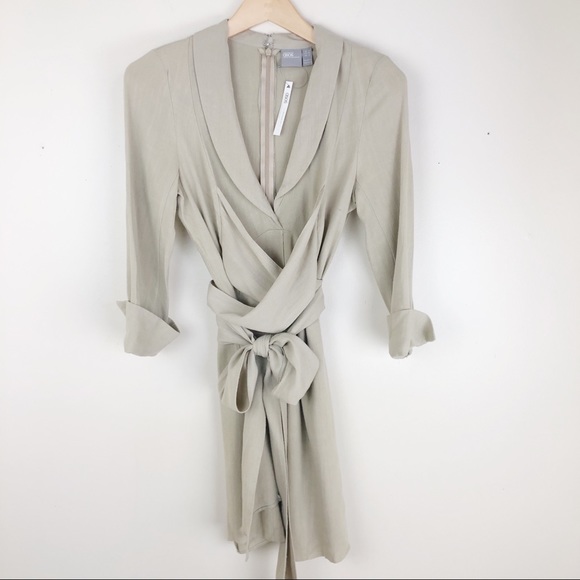 ASOS Maternity Dresses & Skirts - Asos Maternity Faux Wrap Linen Blend Tan Dress